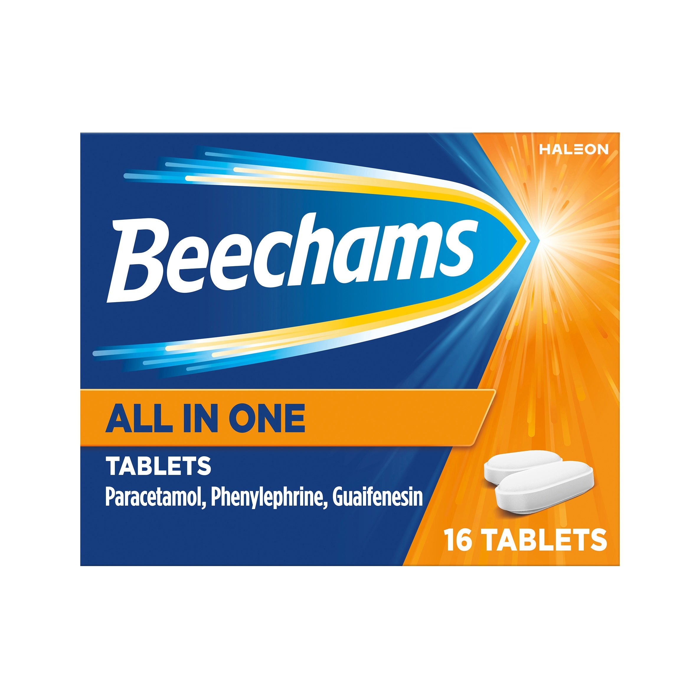 Beechams All in One Cold and Flu Relief Tablets with Paracetamol 16s