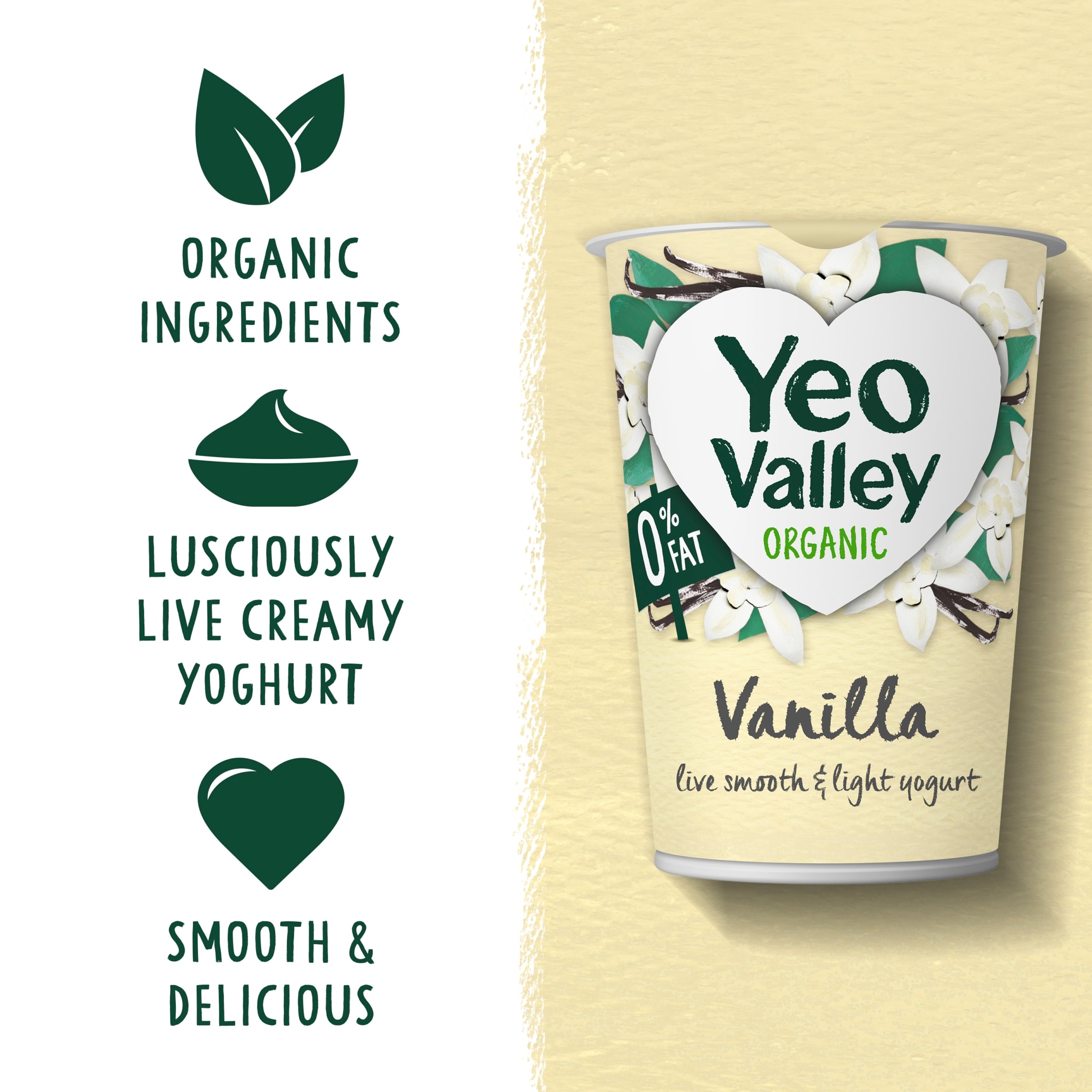 Yeo Valley 0% Fat Vanilla Yogurt 450G thumbnail 2