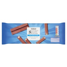 Tesco Snappy Fingers Milk Chocolate Wafer Biscuit Bars Multipack, 8 Pack 172g