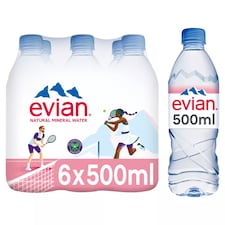 Evian Natural Bottled Mineral Still Water Multipack 6x500ml