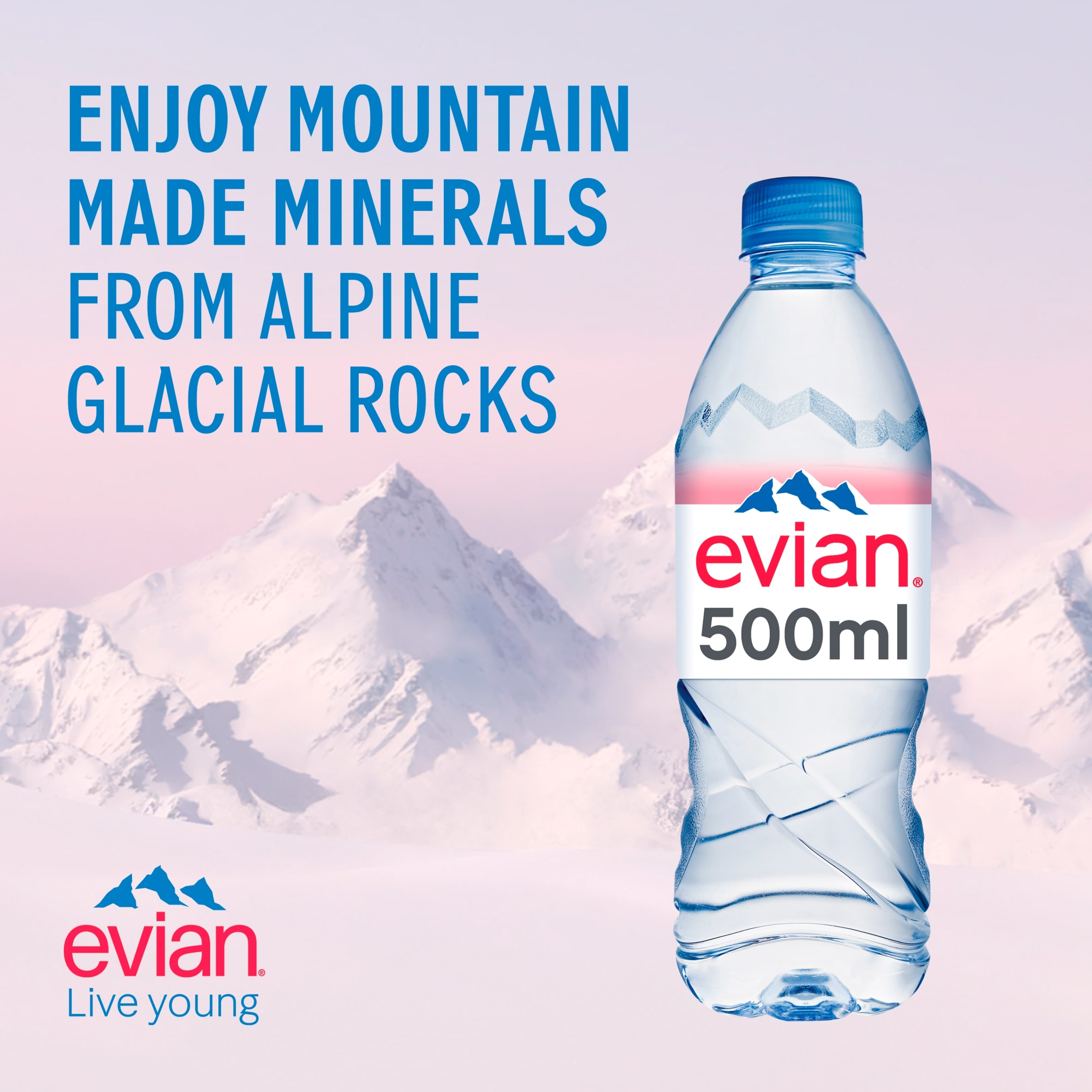 Evian Natural Bottled Mineral Still Water Multipack 6x500ml thumbnail 2