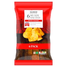 Tesco Ready Salted Crisps 6X25g