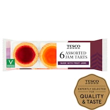 Tesco Assorted Jam Tarts - Strawberry, Apricot, Blackcurrant 6 Pack
