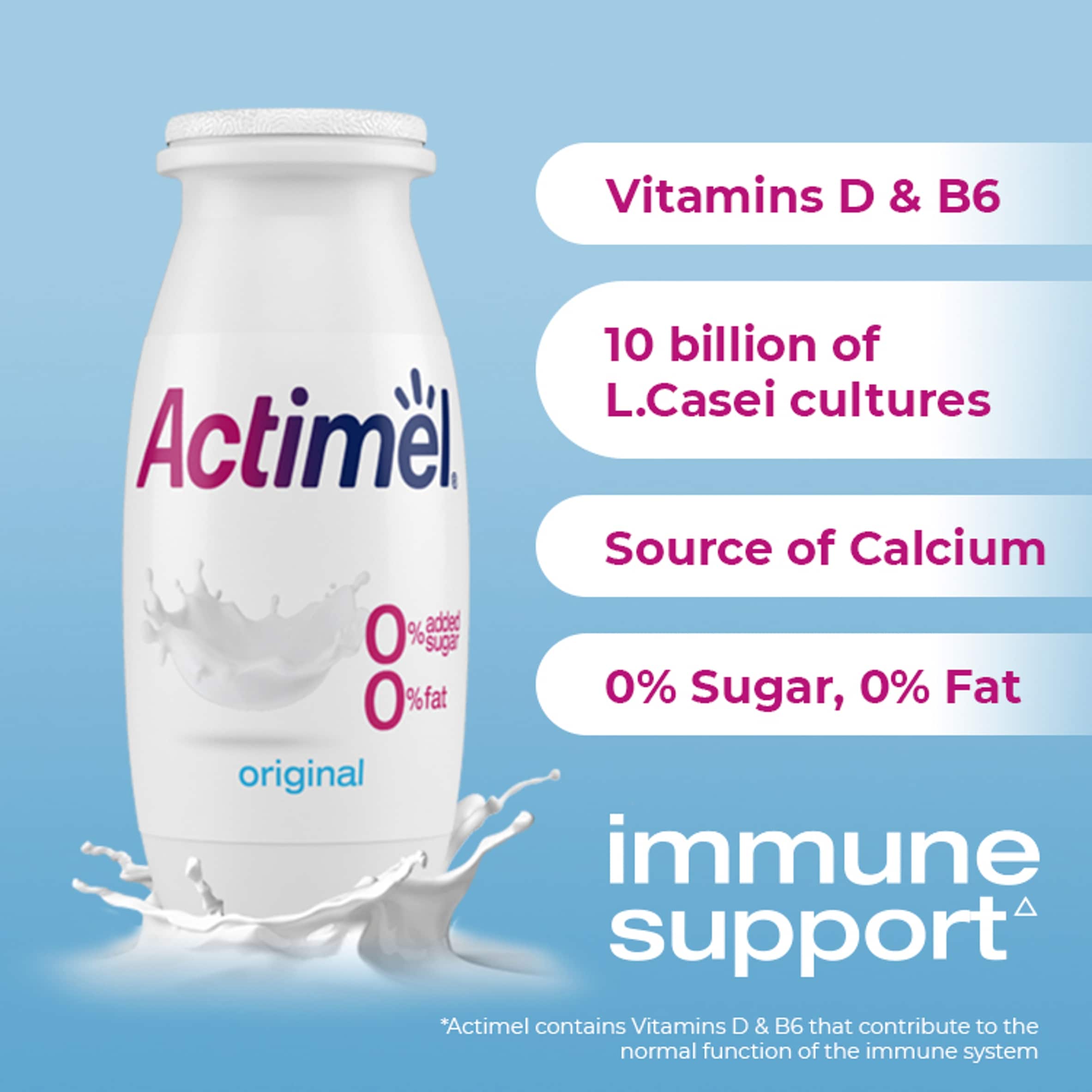 Actimel Strawberry Fat Free Immunity Live Yoghurt Drink Multipack 8x100g thumbnail 2