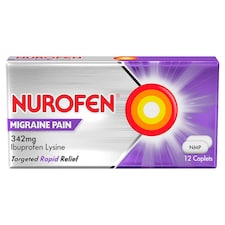 Nurofen Migraine Pain Relief Caplets - Ibuprofen Lysine 342mg 12s