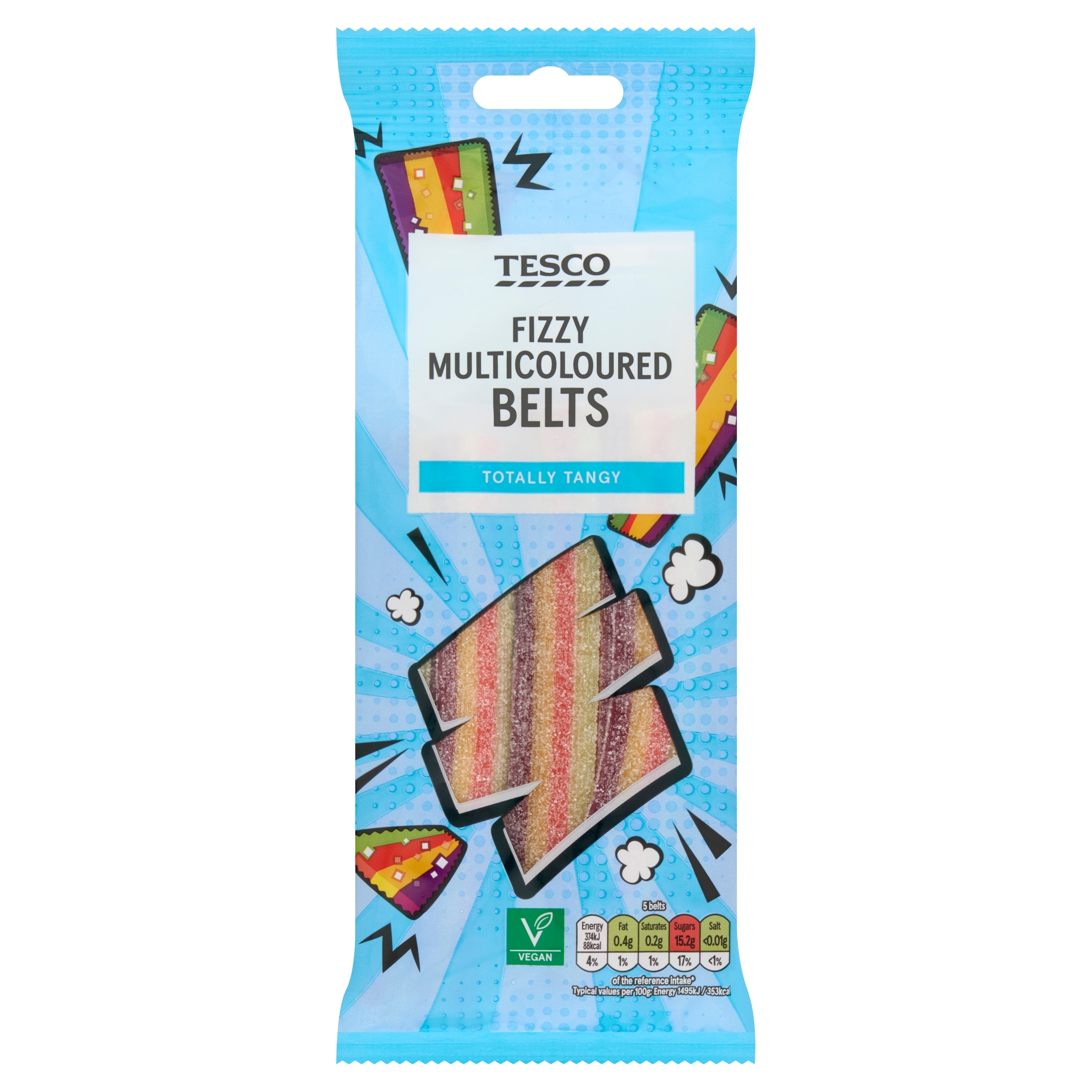 Tesco Fizzy Multicoloured Belts 75g