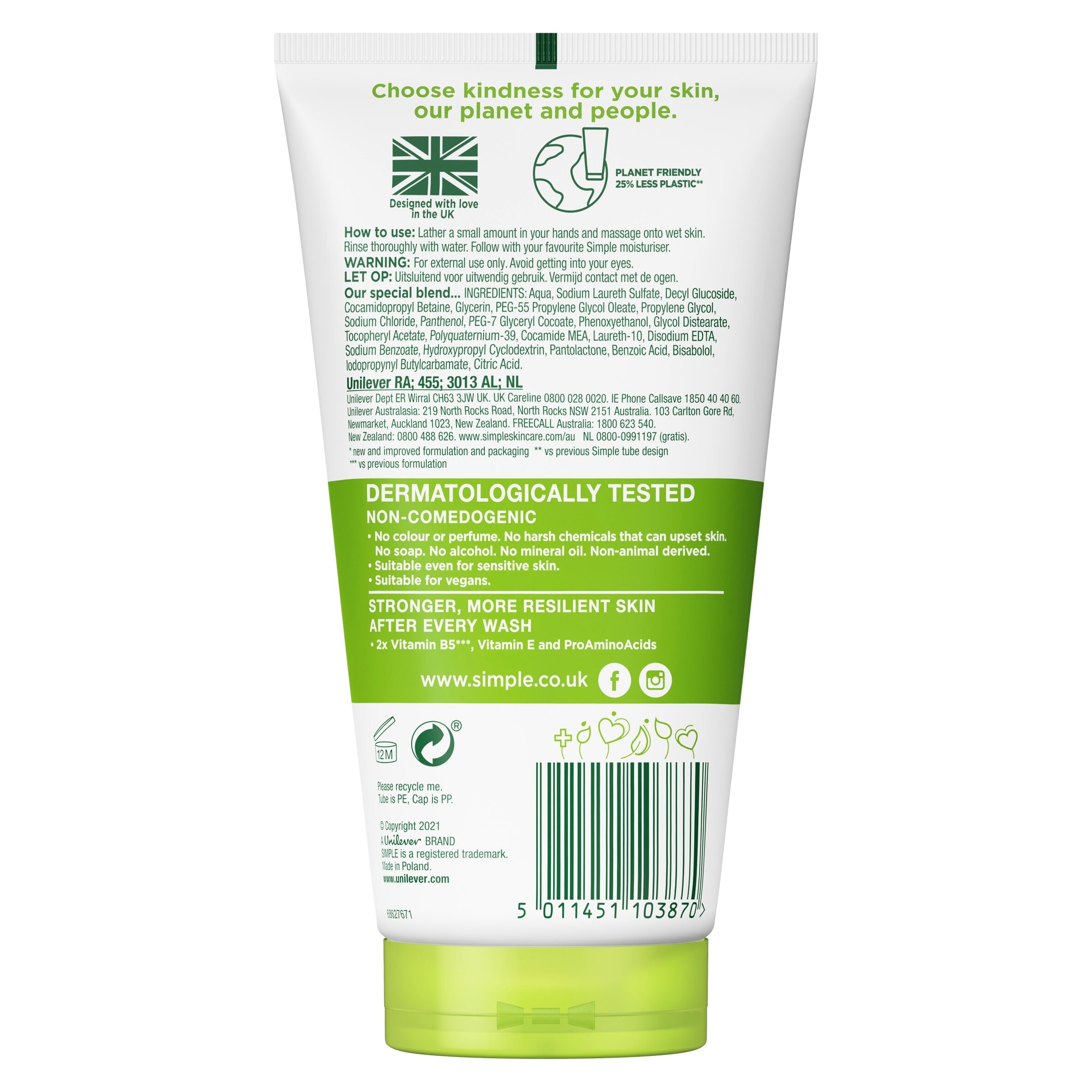 Simple Kind To Skin Moisturising Face Wash 150Ml thumbnail 2