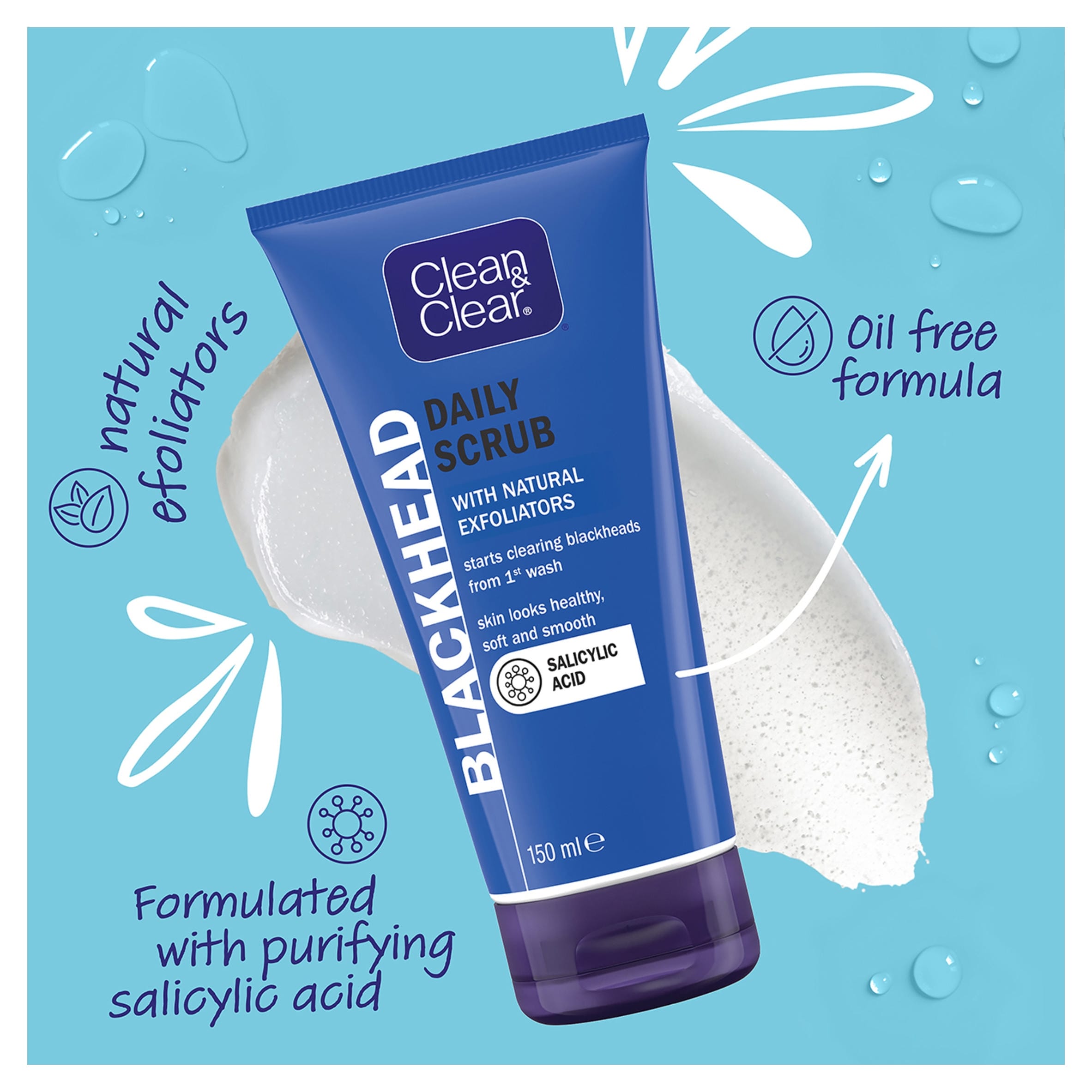 CLEAN & CLEAR Blackhead Clearing Daily Scrub 150ml thumbnail 2