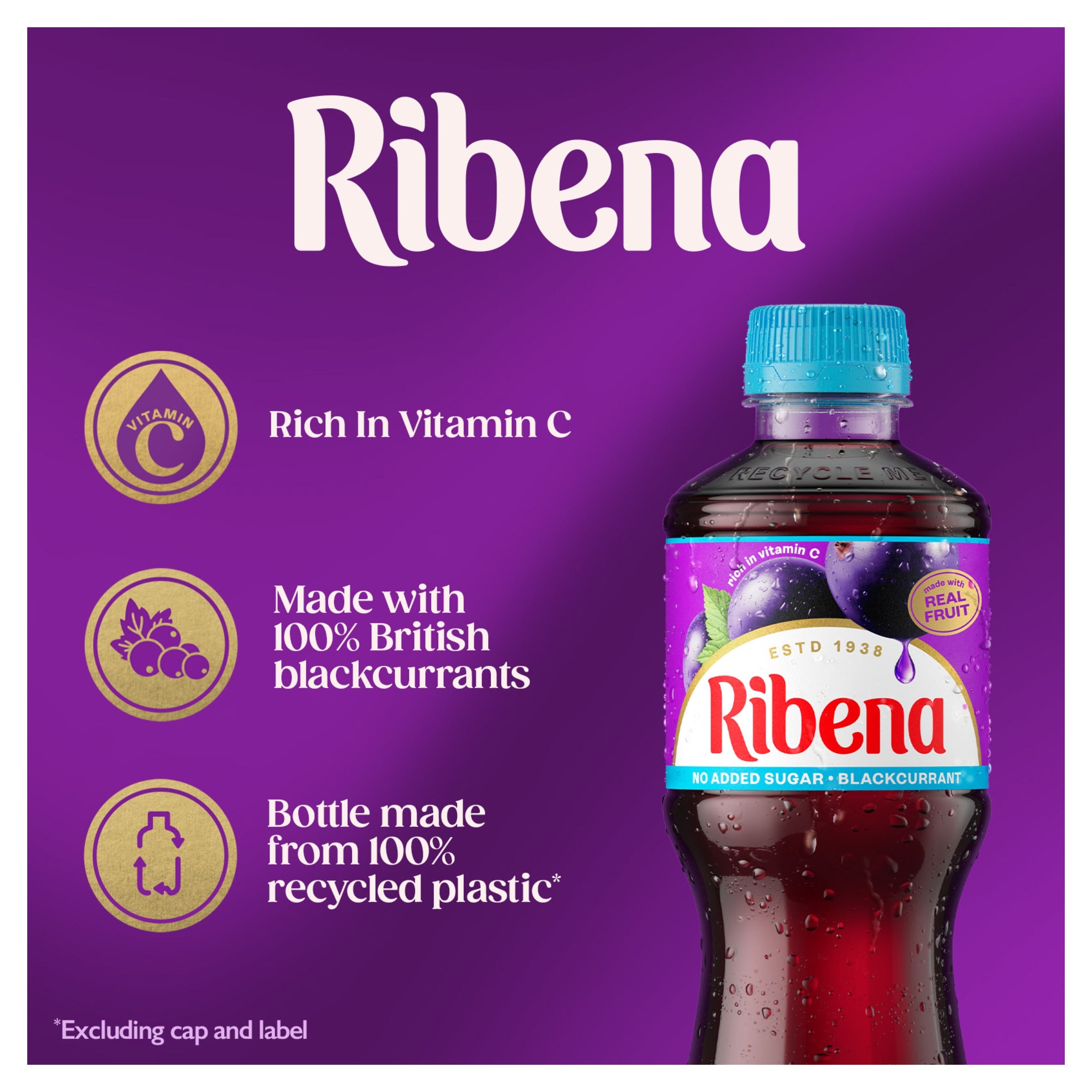 Ribena Blackcurrant Juice Drink No Added Sugar 500ml thumbnail 2