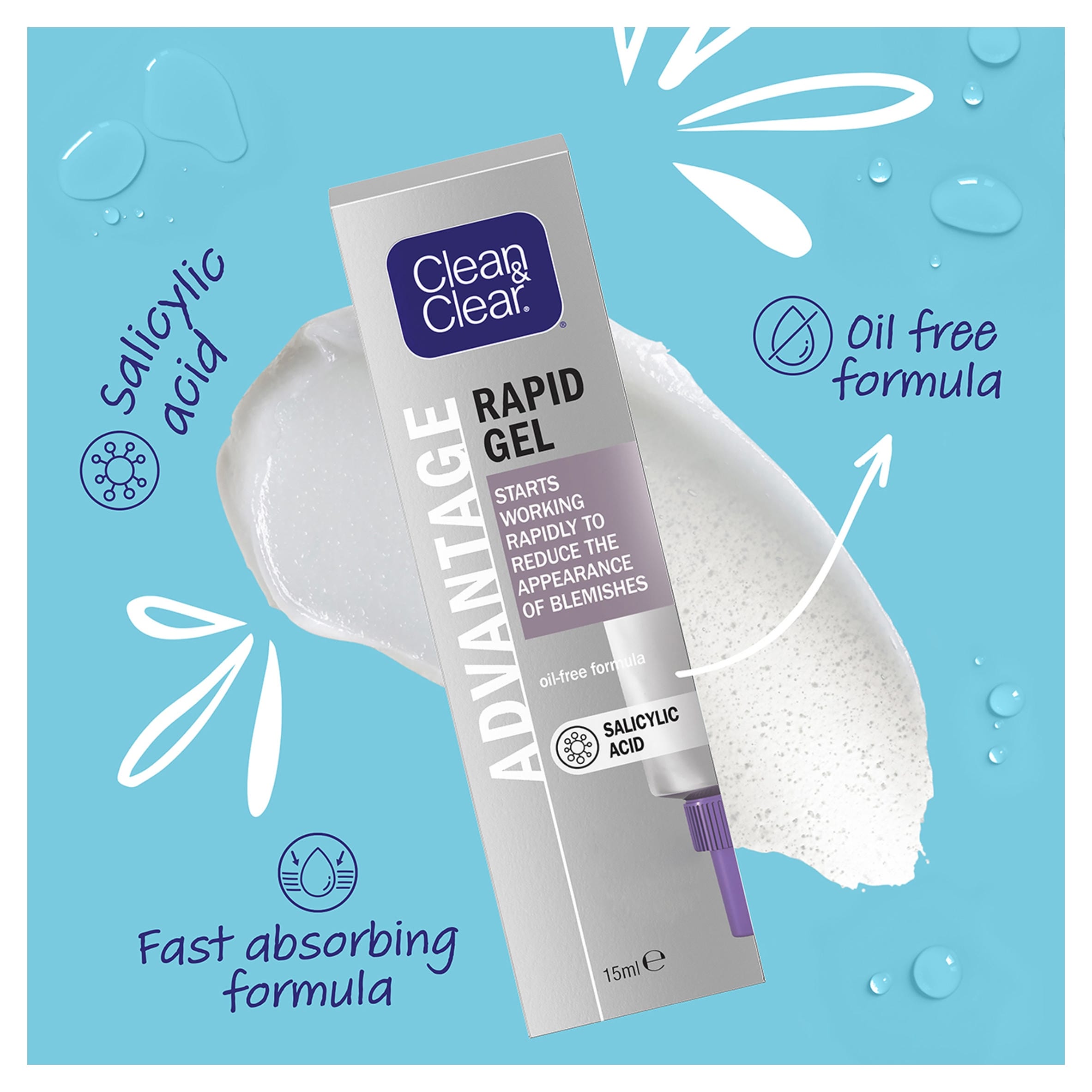 Clean & Clear Advantage Rapid Gel Blemish Reduction Skincare 15ml thumbnail 2