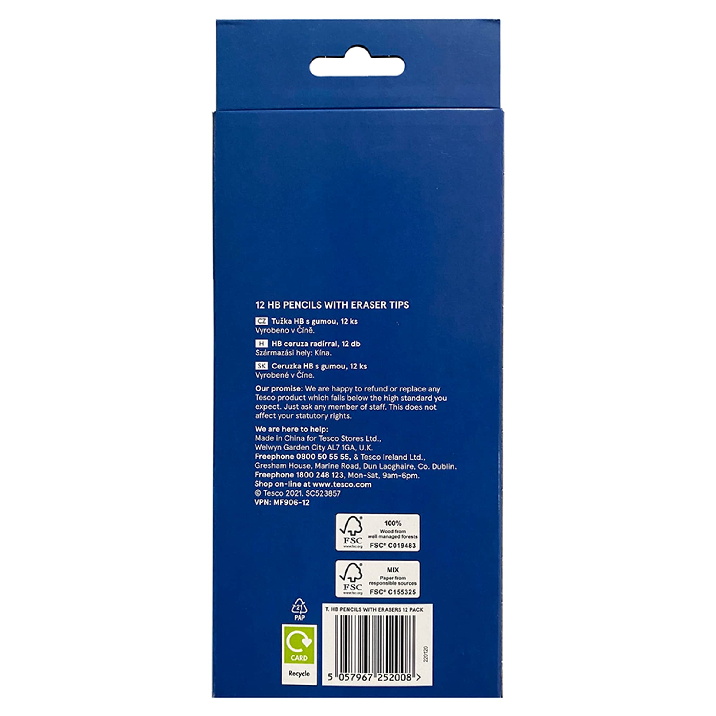 Tesco Stationery HB Pencils With Erasers 12 Pack thumbnail 2