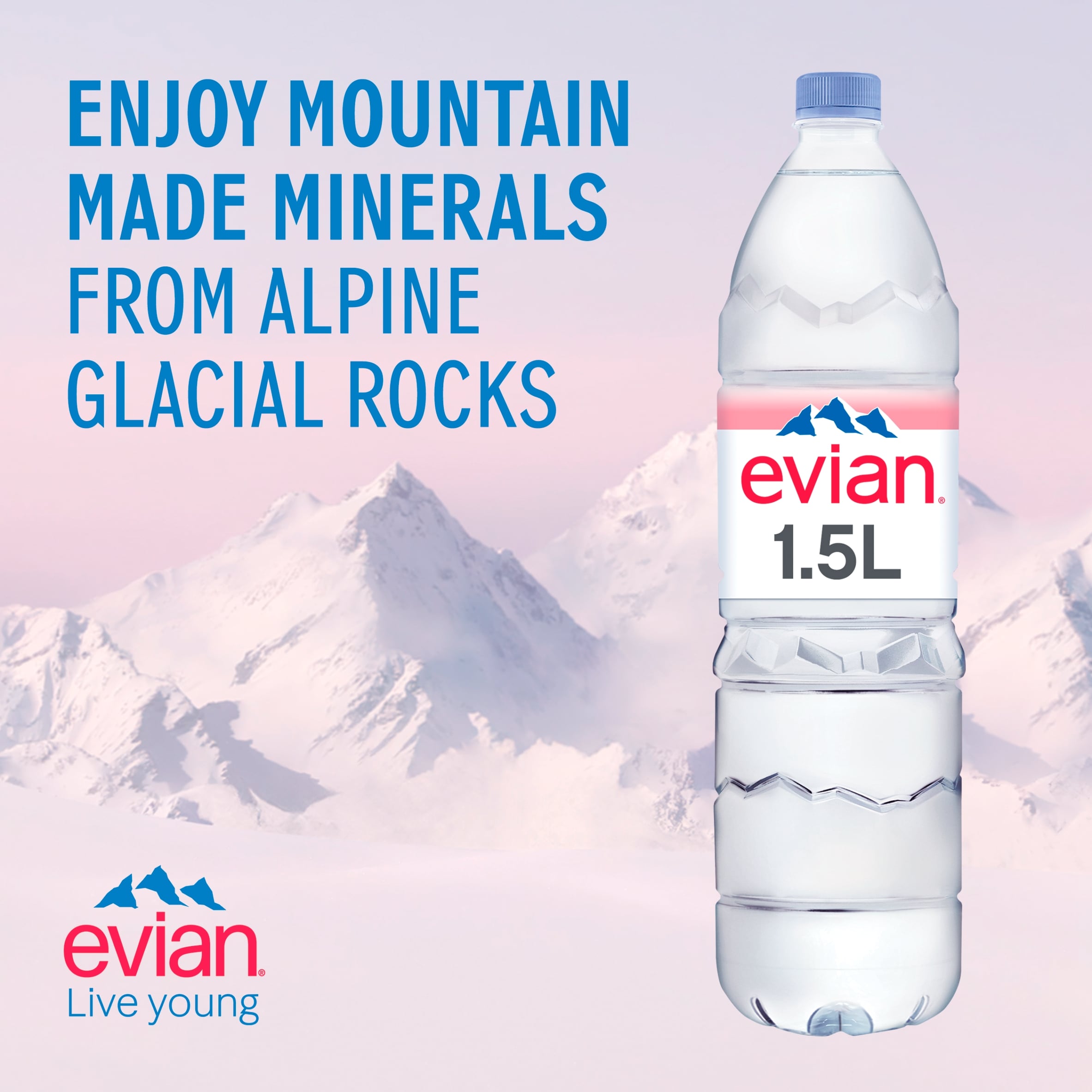 Evian Natural Bottled Mineral Still Water Multipack 6x1.5L thumbnail 2