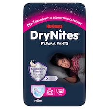 Huggies DryNites Bedwetting Pyjama Nappy Pants Girls 4-7Yr x10
