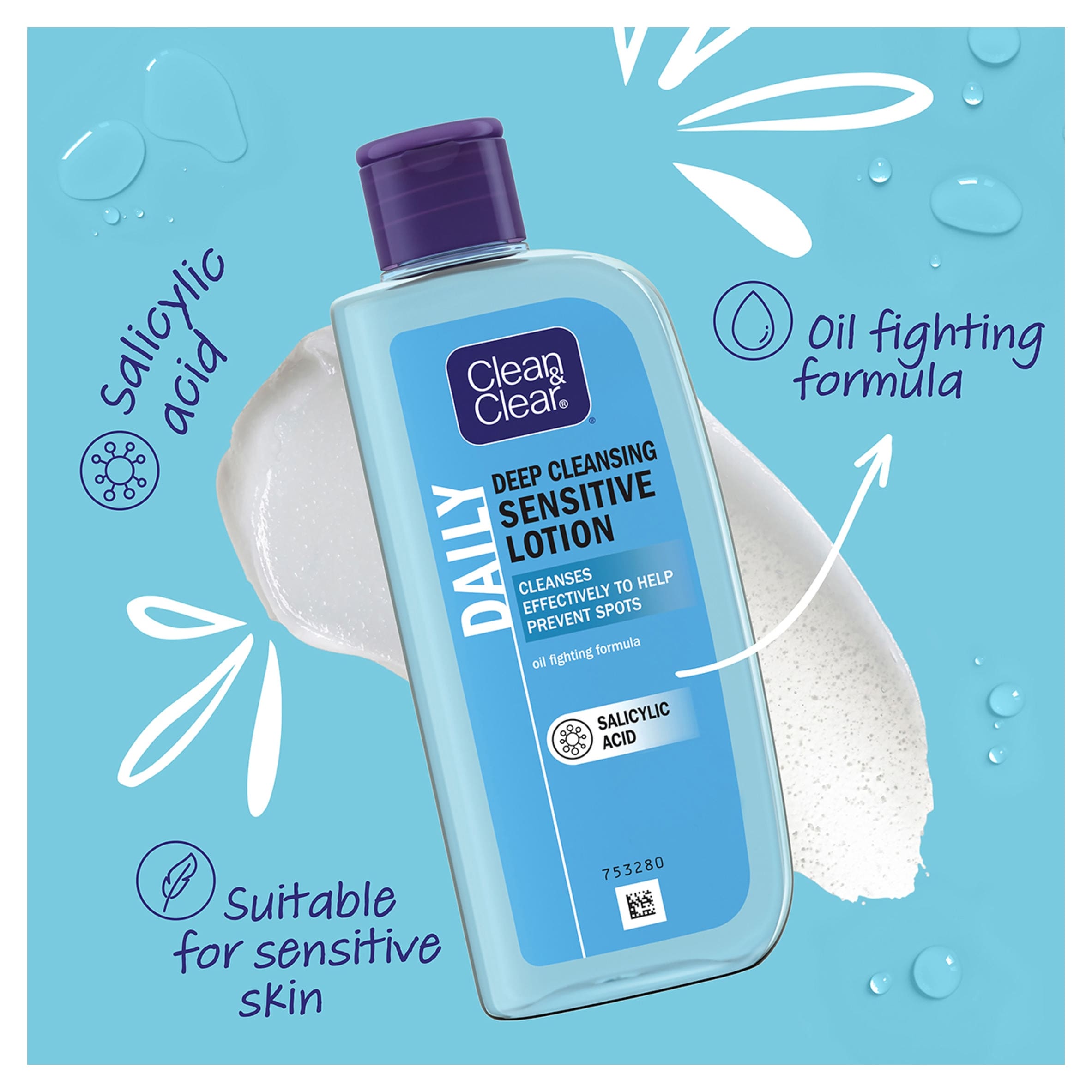 Clean & Clear Deep Cleansing Lotion Face Wash Sensitive Skin 200ml thumbnail 2