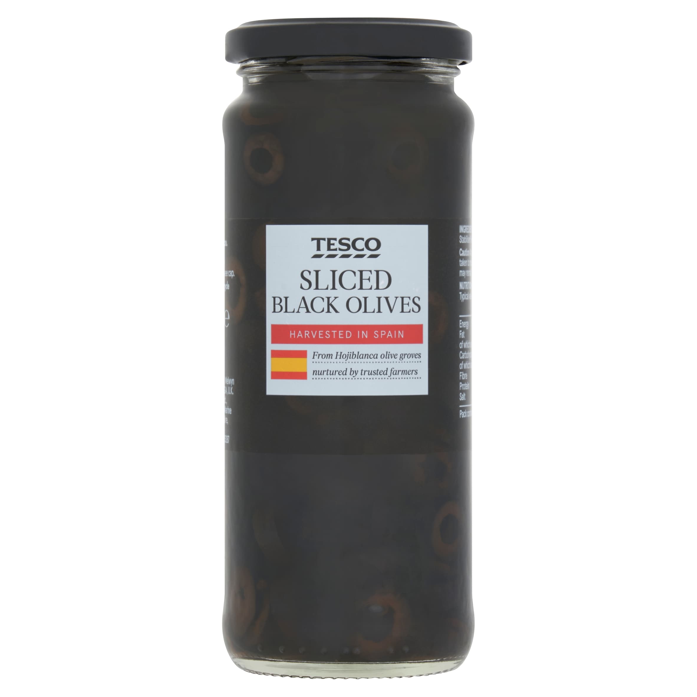 Tesco Sliced Black Olives In Brine 340G