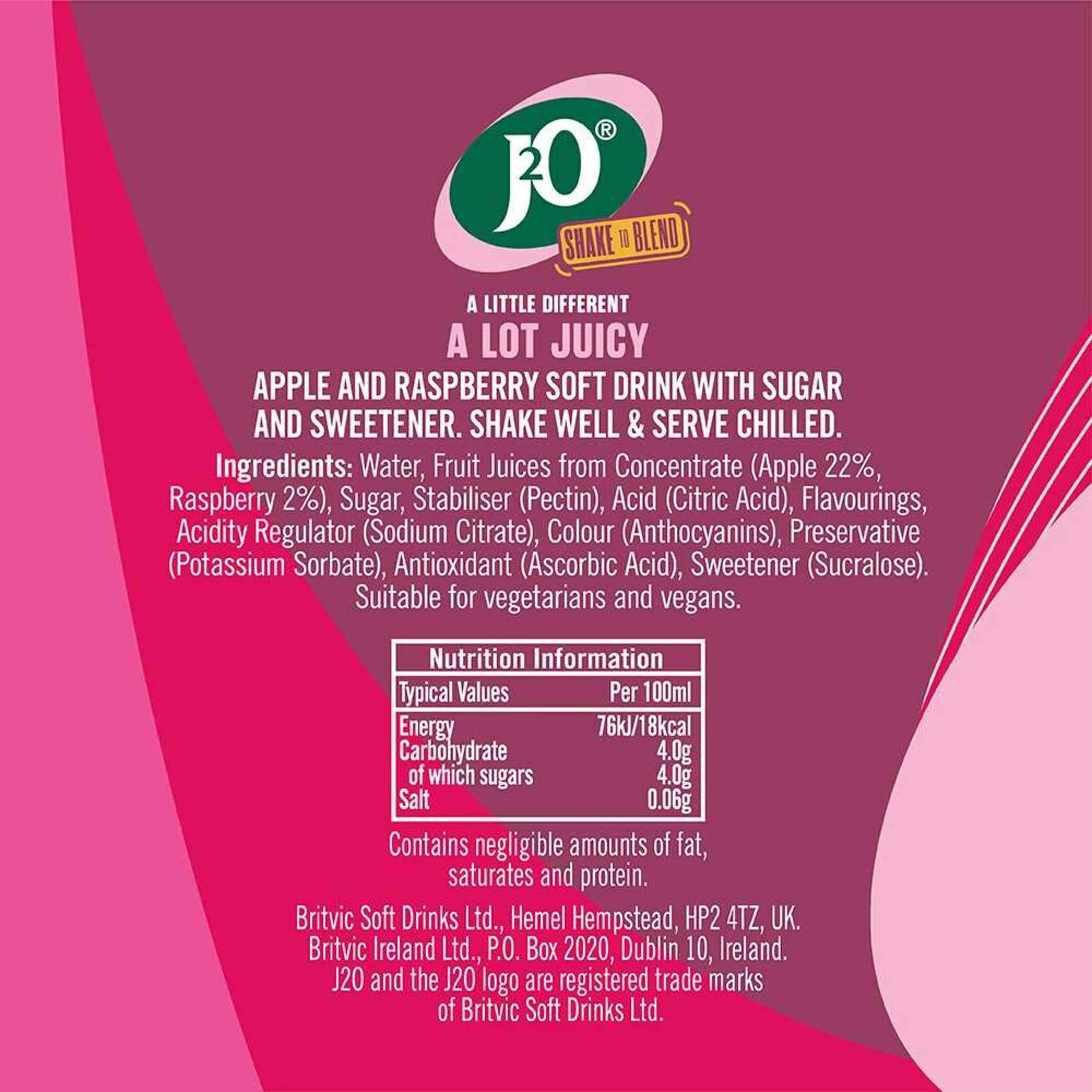 J2O Apple & Raspberry 4x275ml thumbnail 3