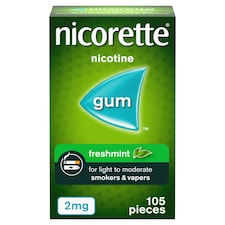 Nicorette Stop Smoking Aid 2mg Nicotine Gum - Freshmint 105s