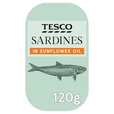 Tesco Sardines In Sunflower Oil 120G
