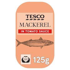 Tesco Skinless Boneless Scottish Mackerel In Tomato Sauce 125G
