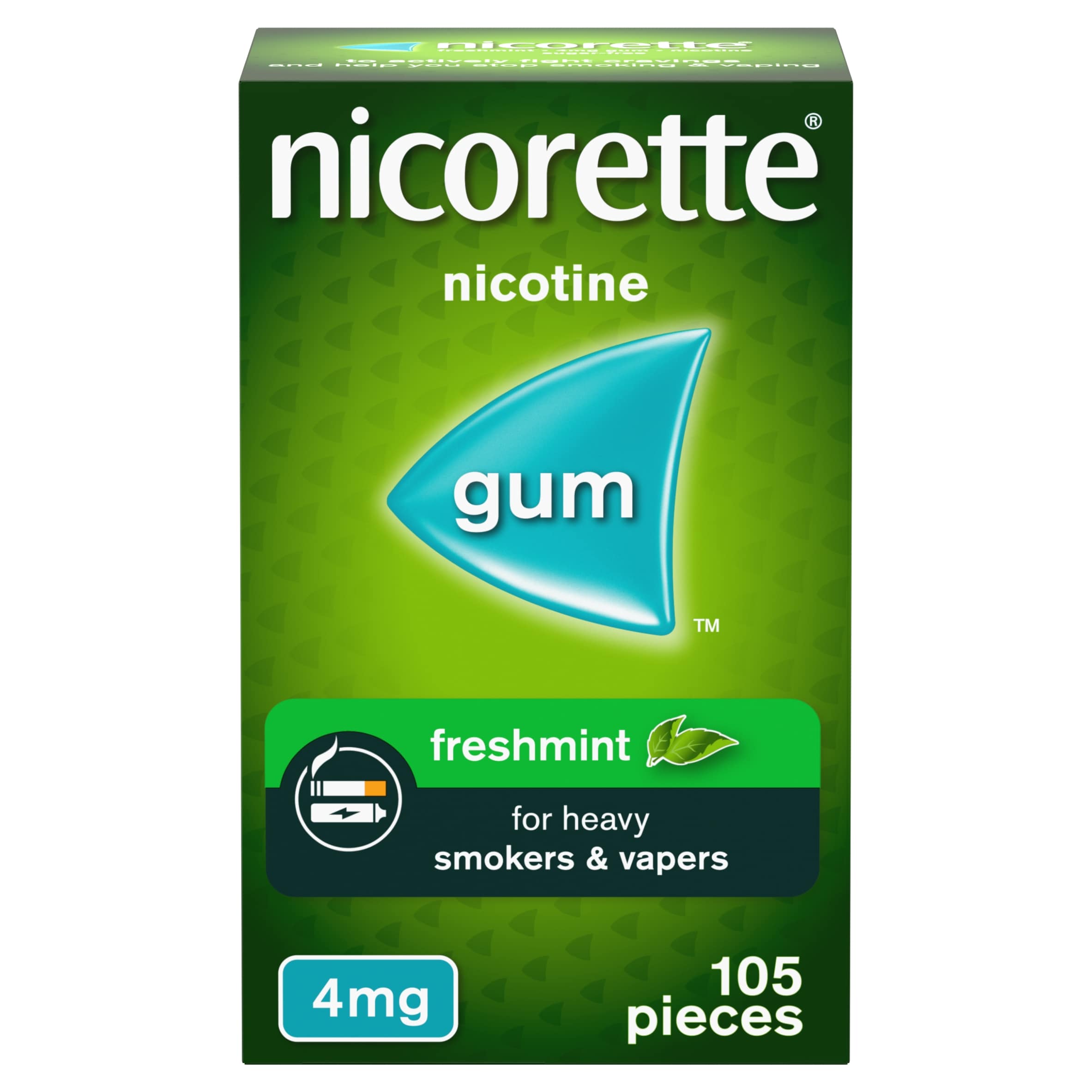 Nicorette Fresh Mint Chewing Gum, 4 mg, 105 Pieces (Stop Smoking Aid)