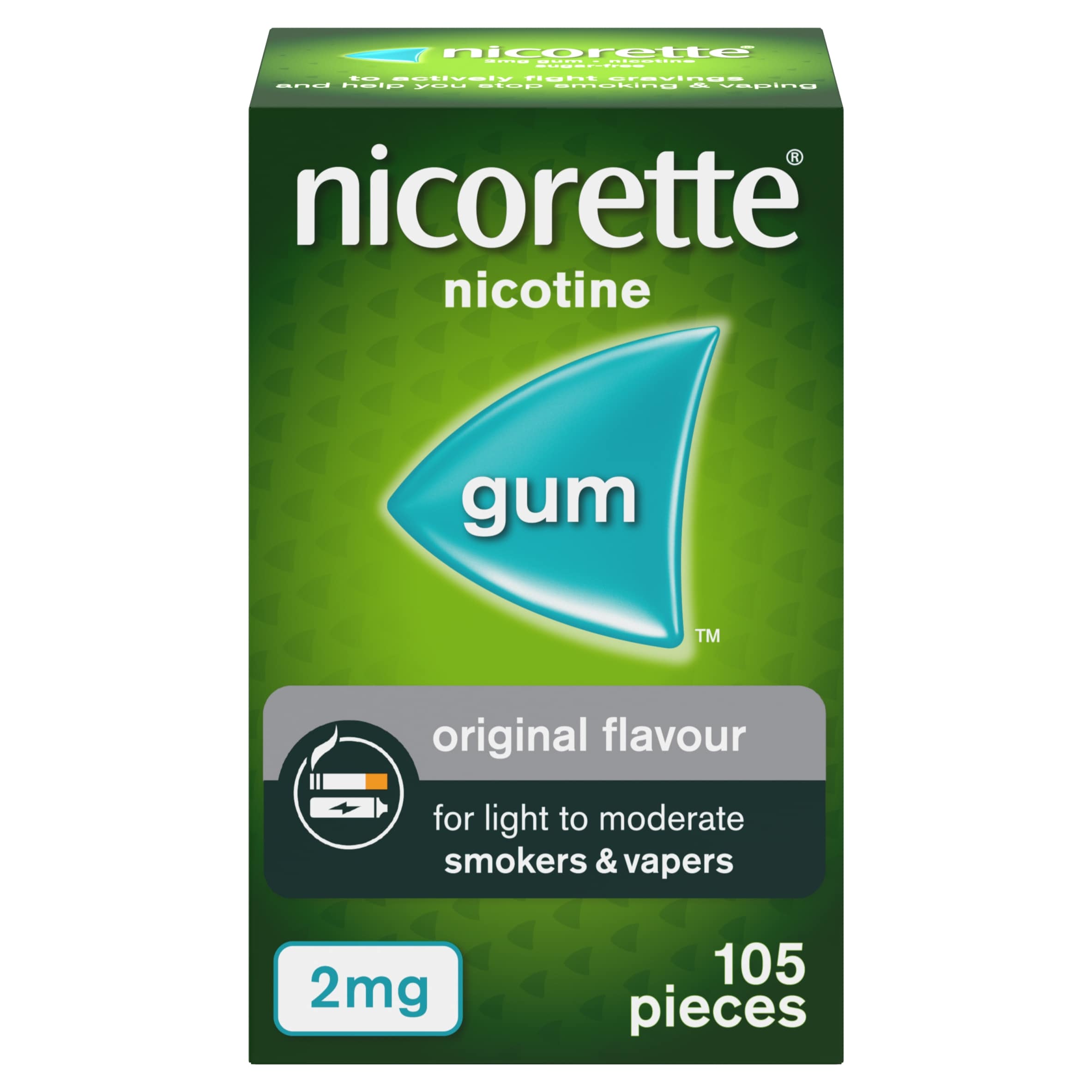 Nicorette Gum Pieces Original Flavour Quit Smoking Aid x105 2mg - £11.00