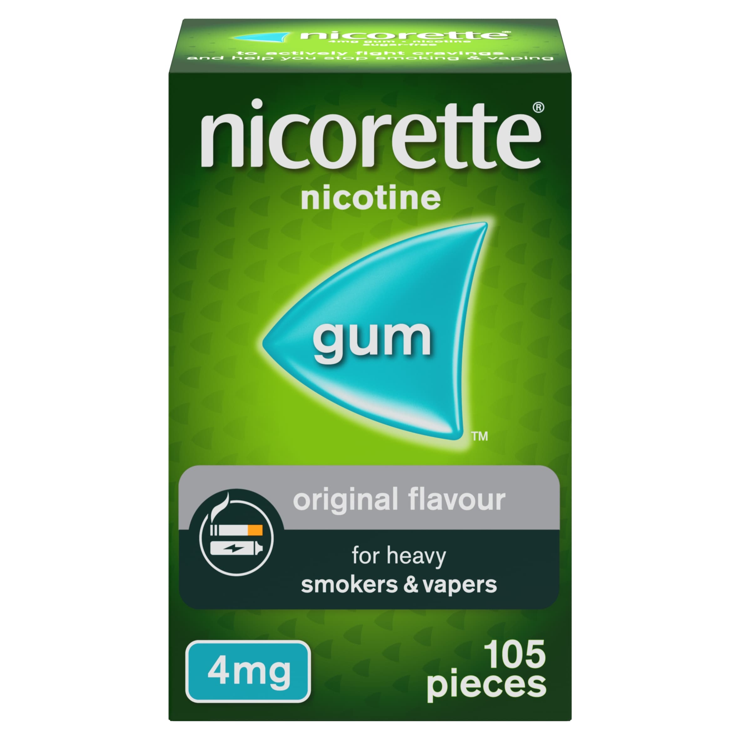 Nicorette Stop Smoking Aid 4mg Nicotine Gum - Original 105s