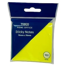 Tesco Sticky Notes 76Mmx76mm Yellow 100Shts