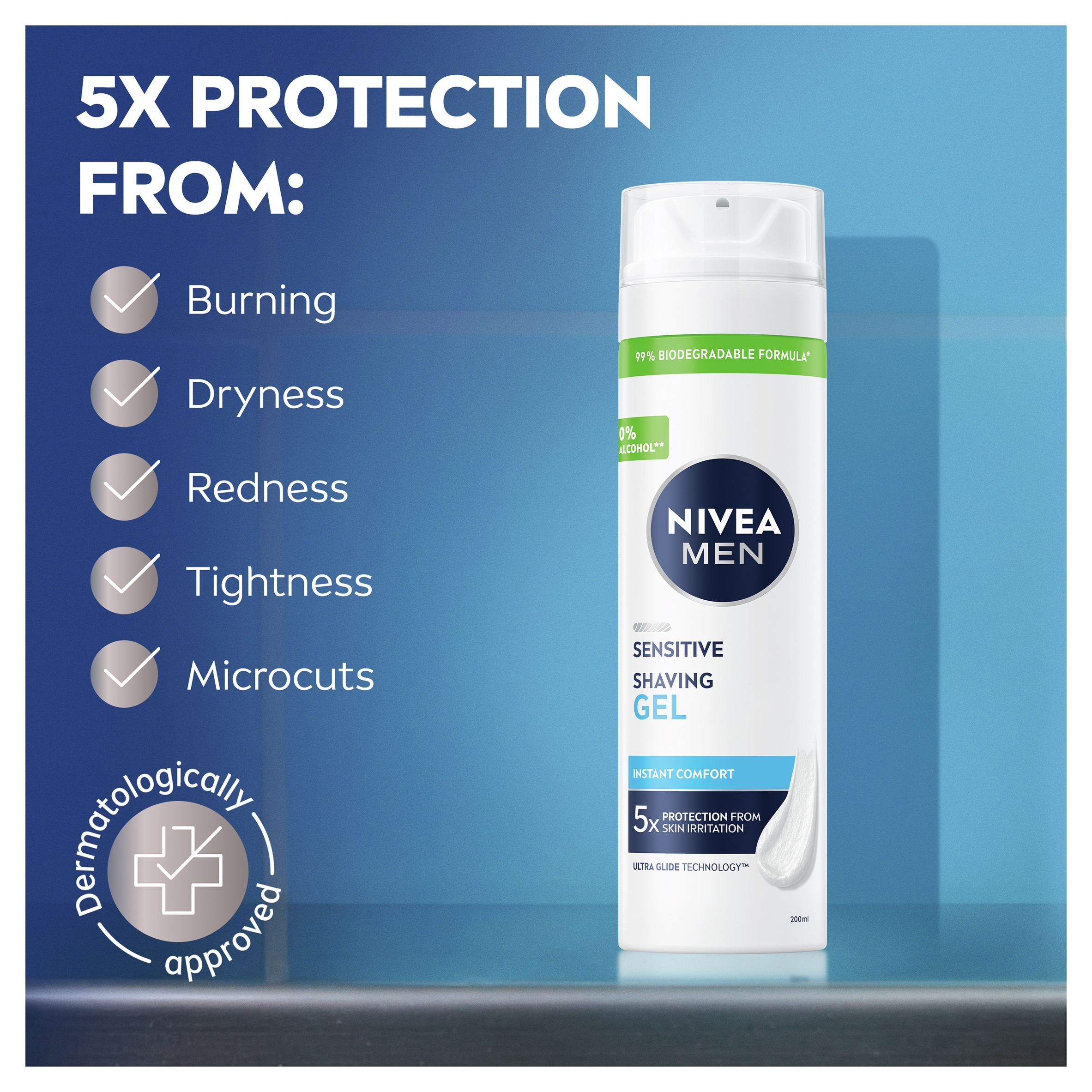 Nivea Men Sensitive Shaving Gel 200Ml thumbnail 5