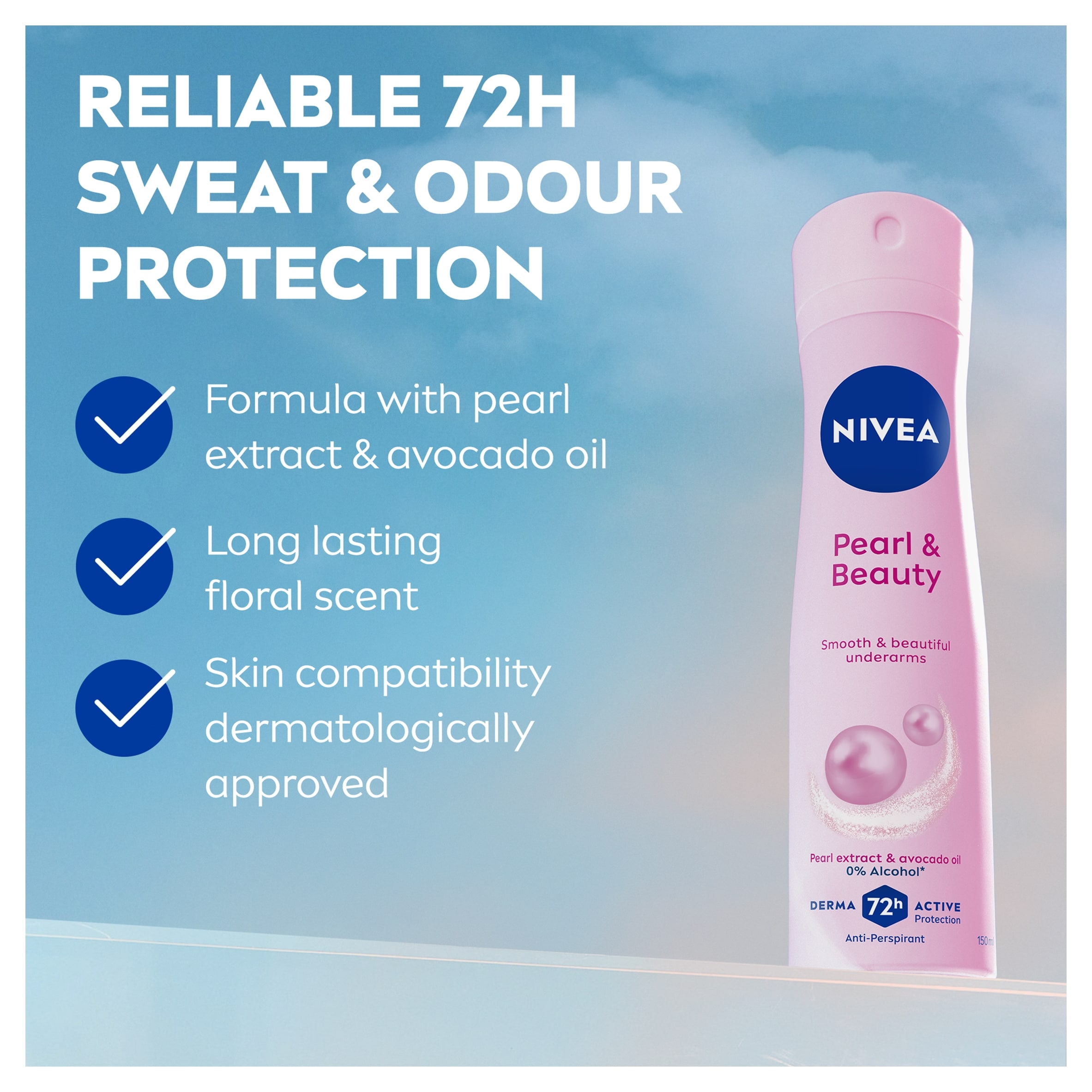 NIVEA Pearl & Beauty Antiperspirant Deodorant Spray 150ml thumbnail 4