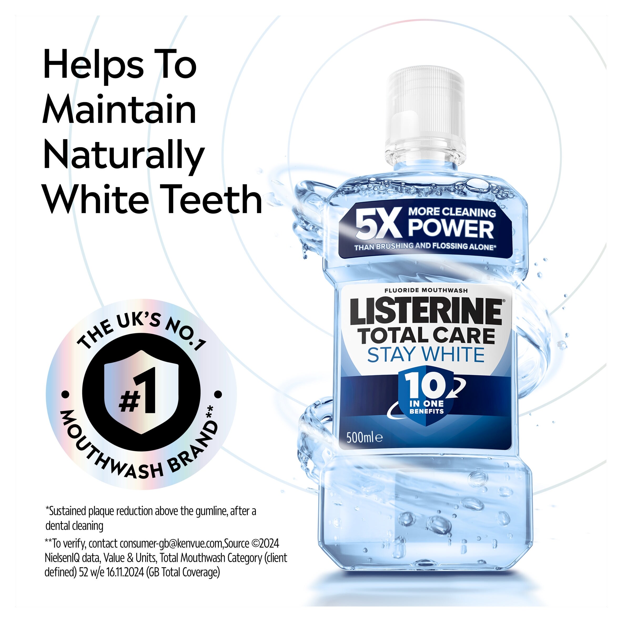 Listerine Total Care Stay White Arctic Mint Mouthwash 500ml thumbnail 3