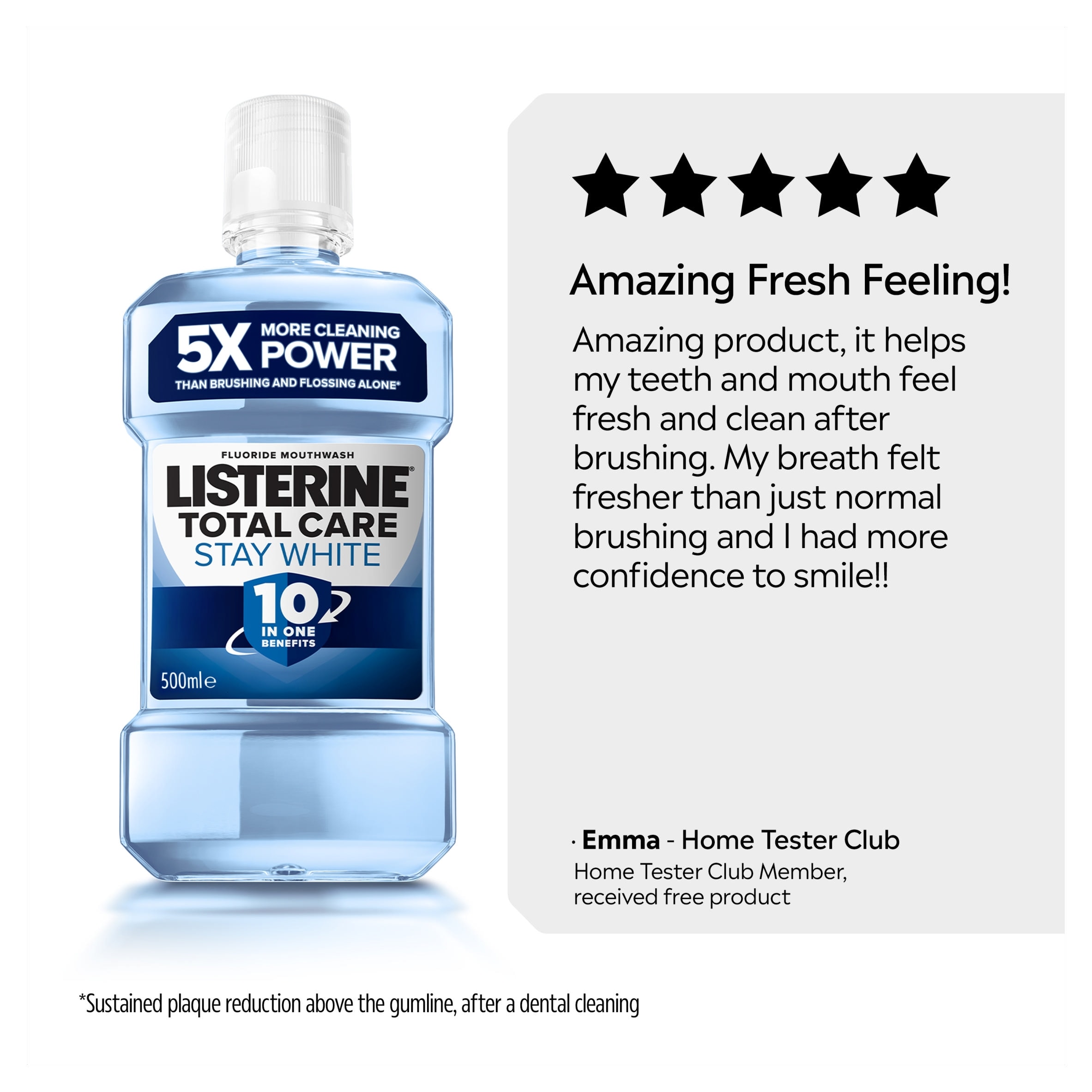 Listerine Total Care Stay White Arctic Mint Mouthwash 500ml thumbnail 5