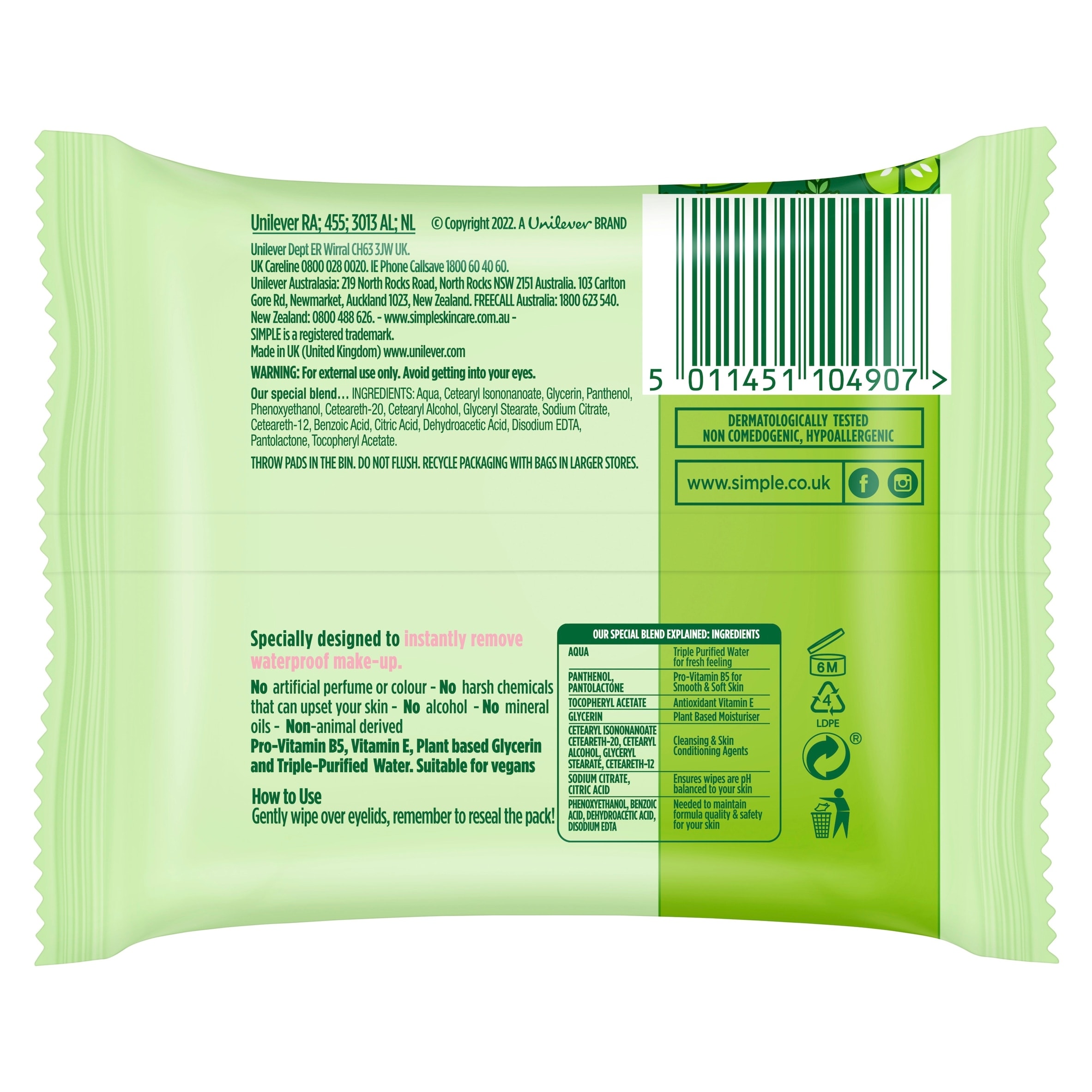 Simple Kind To Eyes Eye Make-Up Remover Pads 30S thumbnail 2