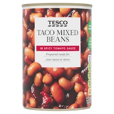 Tesco Taco Mixed Beans Spicy Tomato Sauce 395G