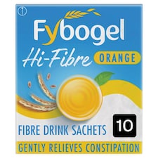 Fybogel Hi-Fibre Orange Constipation Relief Sachets - Ispaghula Husk Fibre Drink 10s