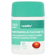 Tesco Health Multivitamins & Cod Liver Oil Food Supplement Capsules 30s
