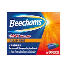 Beechams Max Strength All In One Cold & Flu Capsules 16s