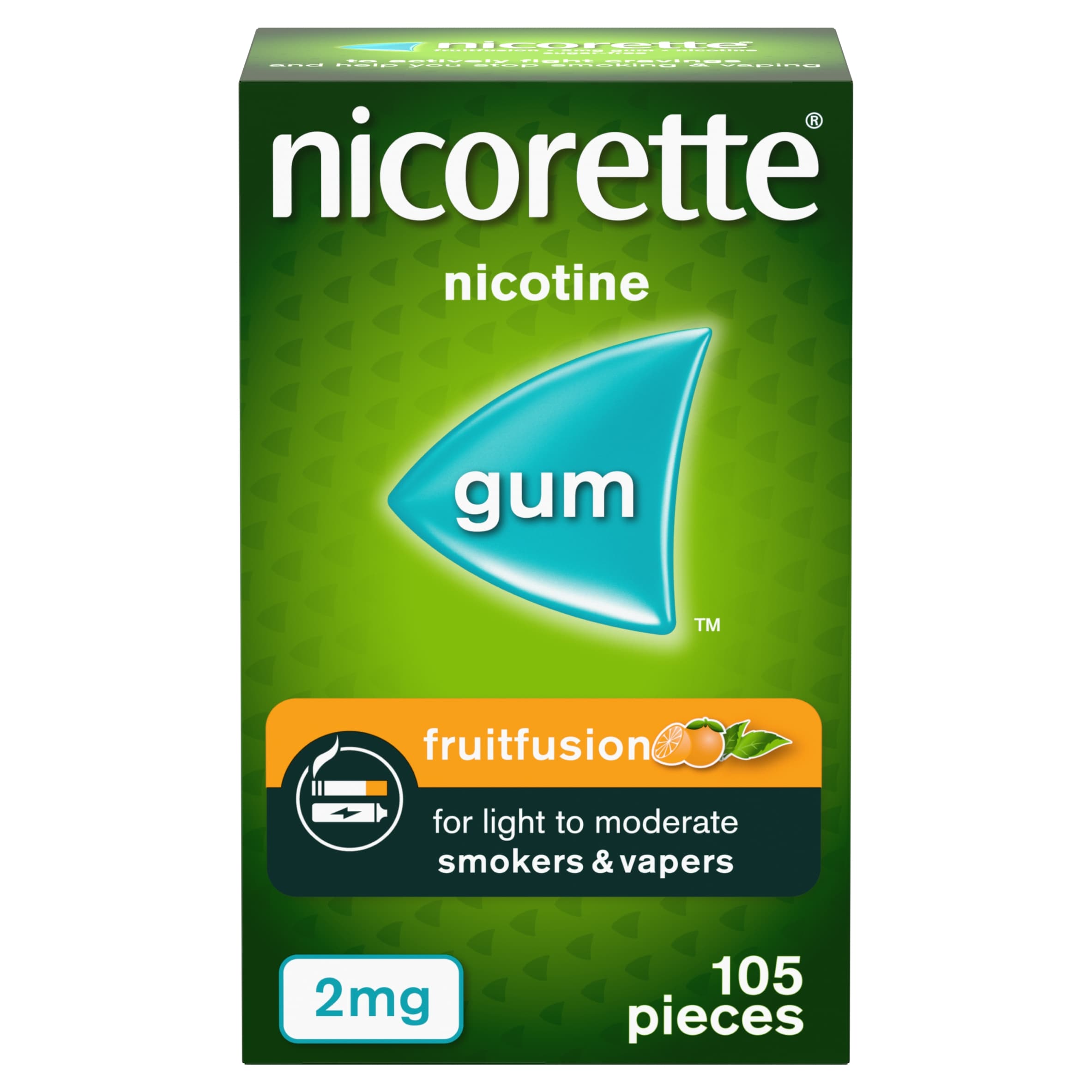 Nicorette Fruit Fusion Chewing Gum, 2 mg, 105 Pieces (Stop Smoking Aid)