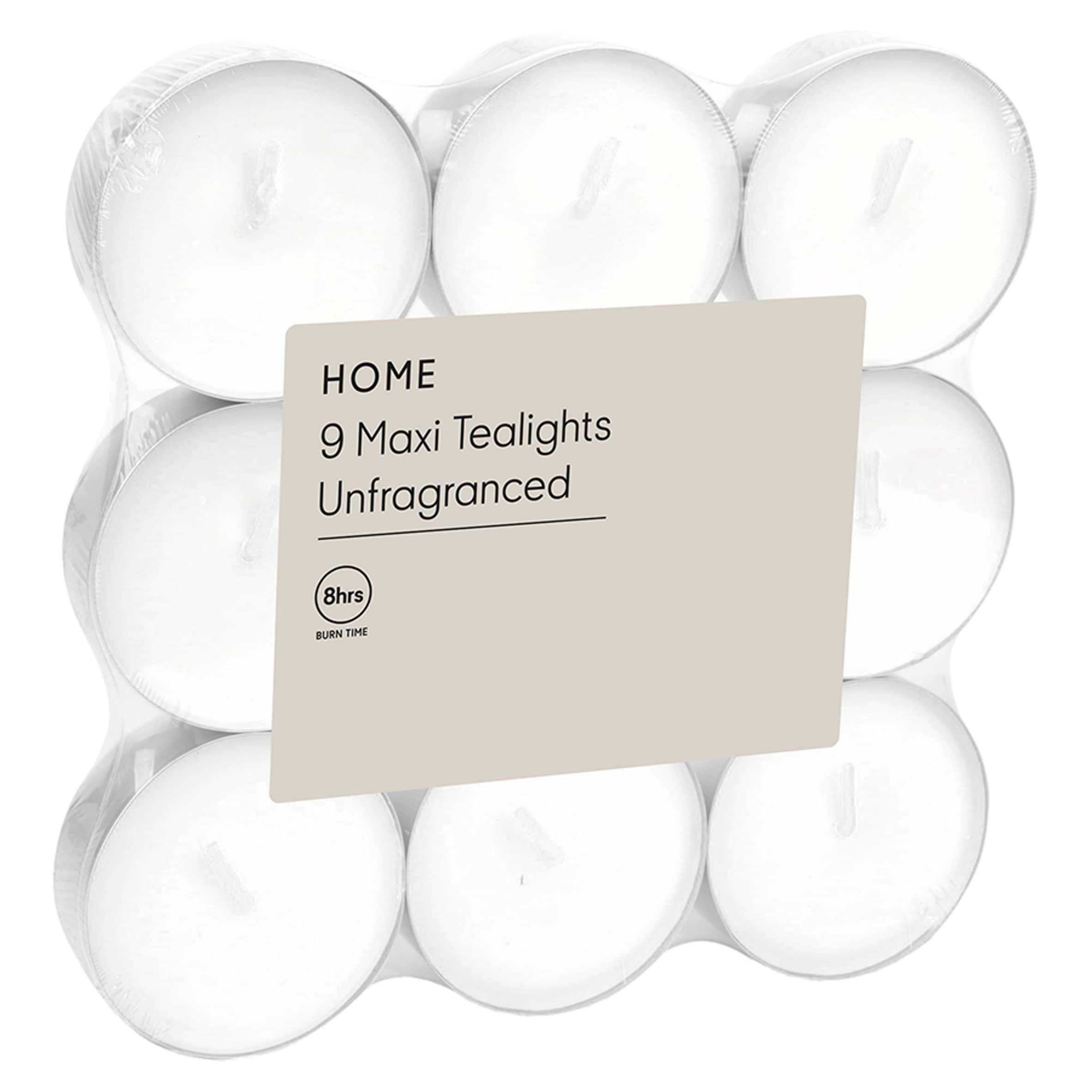 F&F Home 9 Pack Unfragranced Maxi Tealights - White