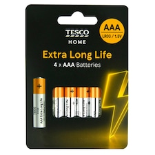 Tesco Extra Long Life AAA 4 Pack