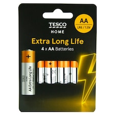 Tesco Extra Long Life AA 4 Pack