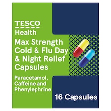 Tesco Health Max Strength Cold & Flu Day & Night Relief Capsules 16s