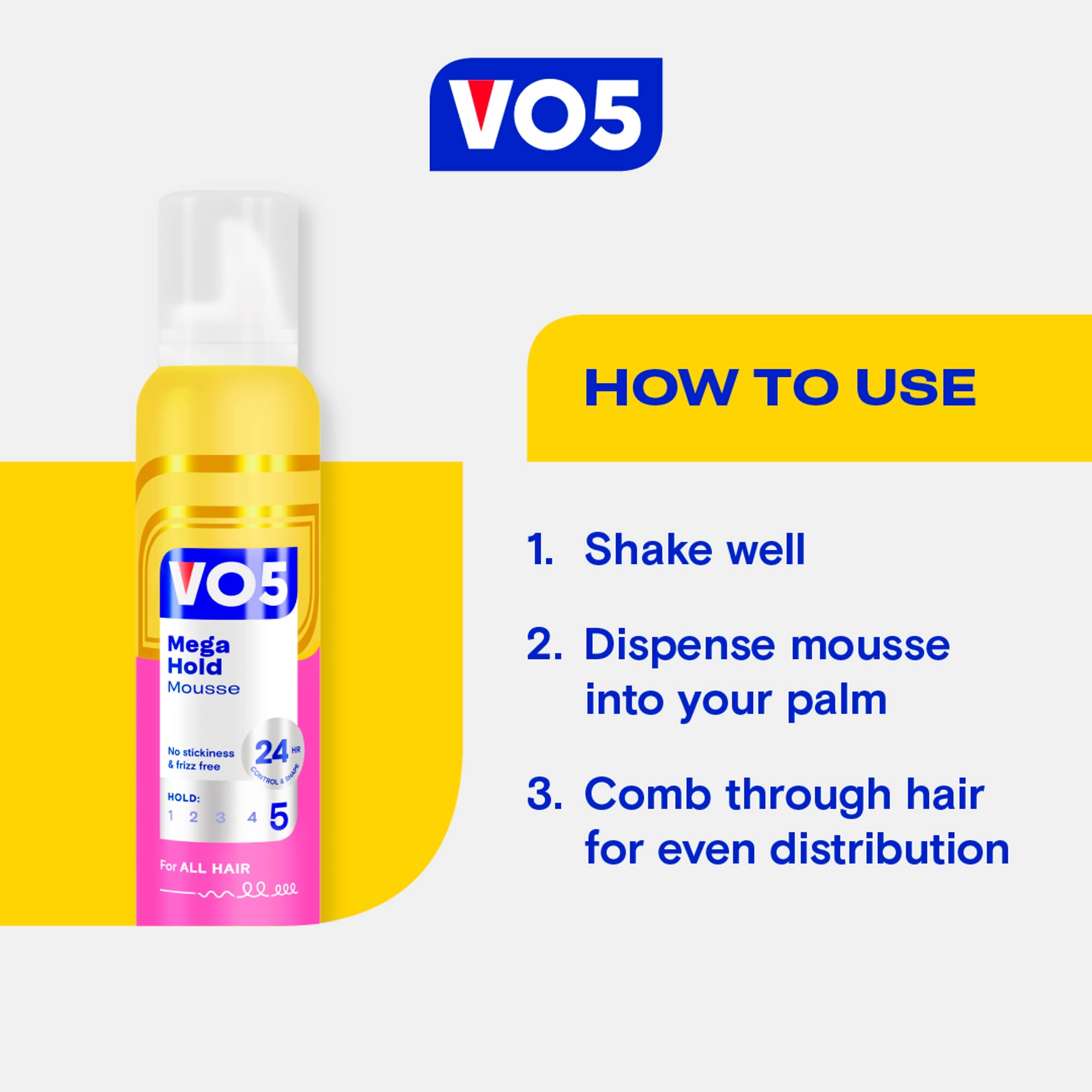 VO5 Mega Hold Mousse 200ml thumbnail 3