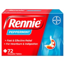 Rennie Peppermint Heartburn & Indigestion Chewable Tablets 72s