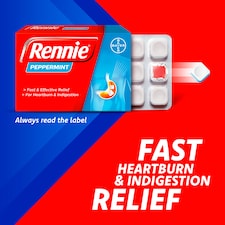 Rennie Peppermint Heartburn & Indigestion Chewable Tablets 72s thumbnail 2