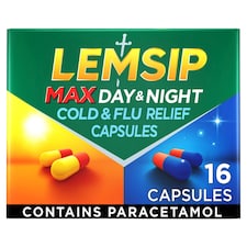 Lemsip Max Day & Night Cold & Flu Relief Capsules - Paracetamol 16s