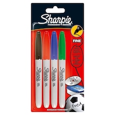 Sharpie Permanent Markers, Fine Point, Assorted, 4 Count
