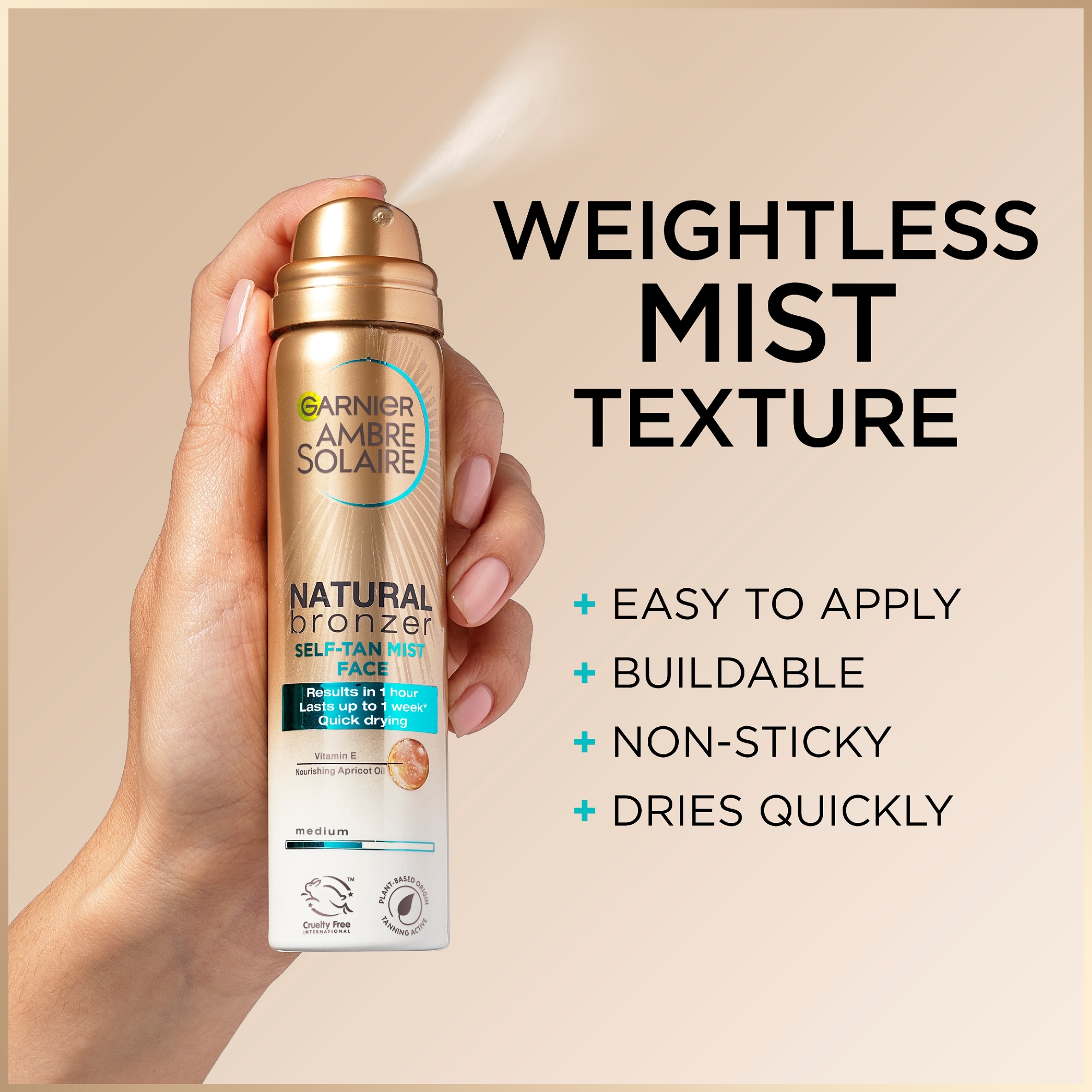 Garnier Ambre Solaire No Streaks Bronzer Self-Tanning Face Mist 75Ml thumbnail 2
