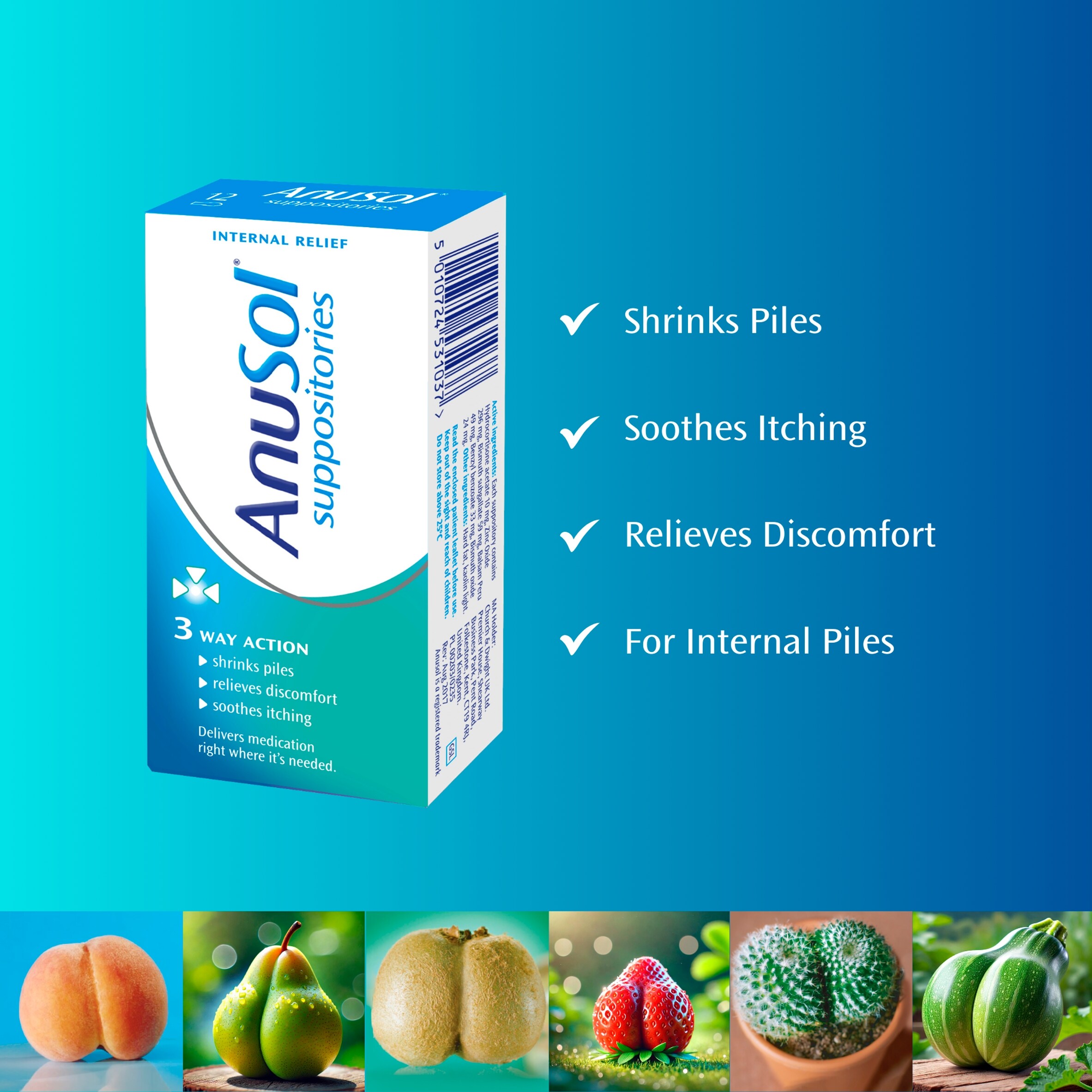 AnuSol Piles Treatment Suppositories 12s thumbnail 2