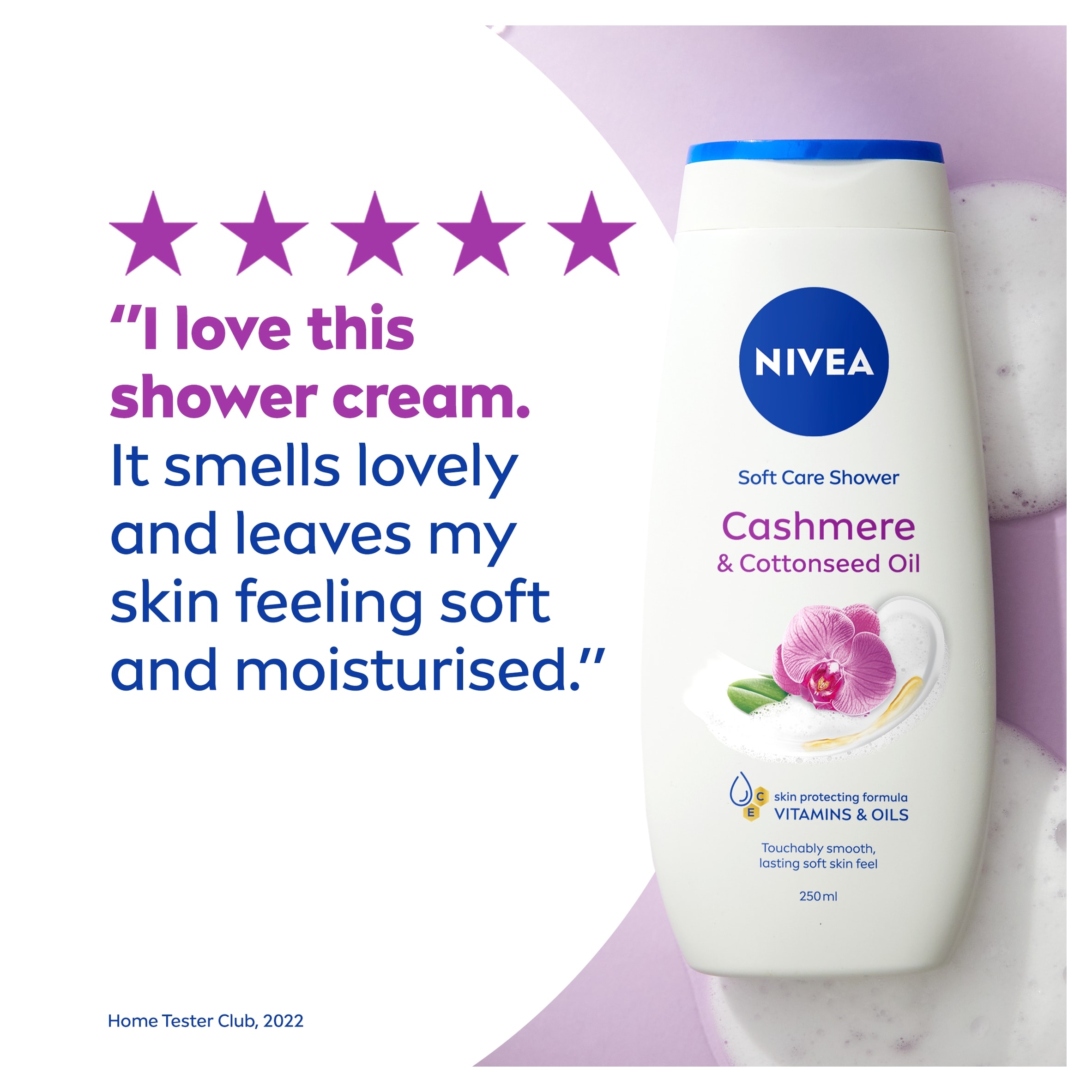NIVEA Cashmere & Cotton Seed Oil Shower Cream 250ml thumbnail 4