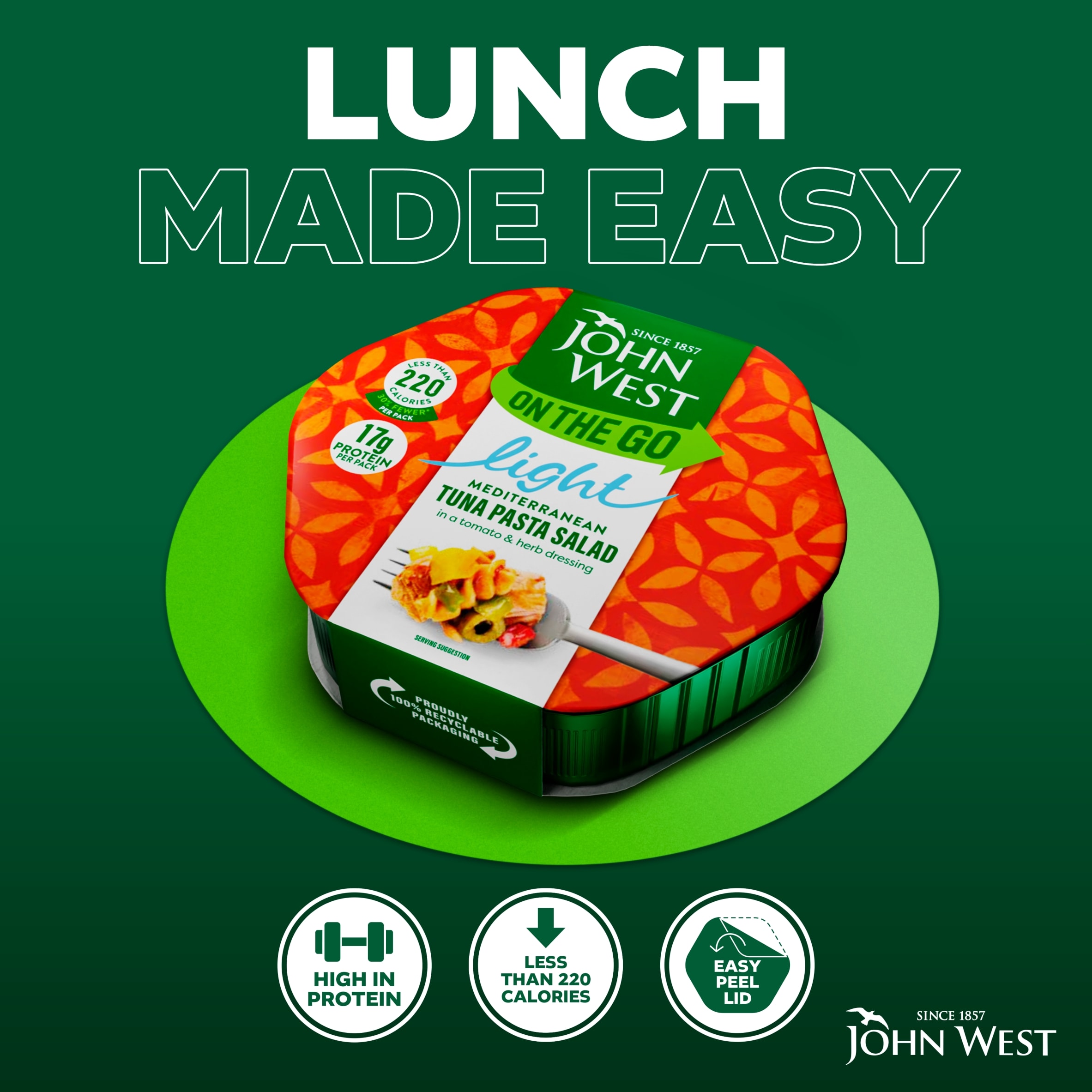 John West Light Lunch Mediterranean Style Tuna Salad 220G thumbnail 2